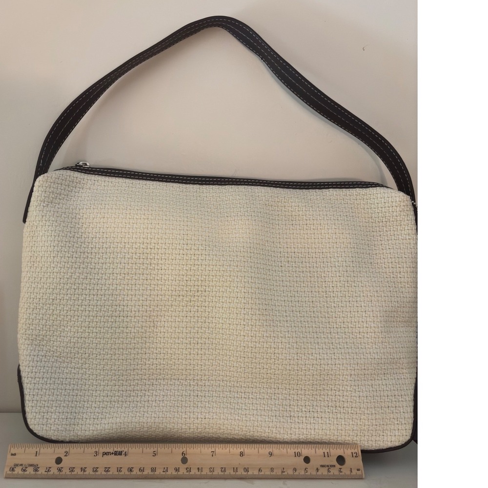 Stone Mountain Shoulder Bag Women Medium Cream Brown EUC Woven Ladybug Charm - Picture 6 of 12